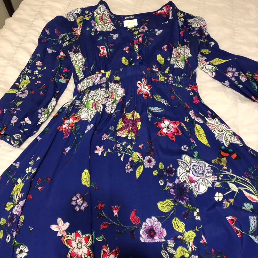 Anthropology Maeve Blue Floral Dress, Medium